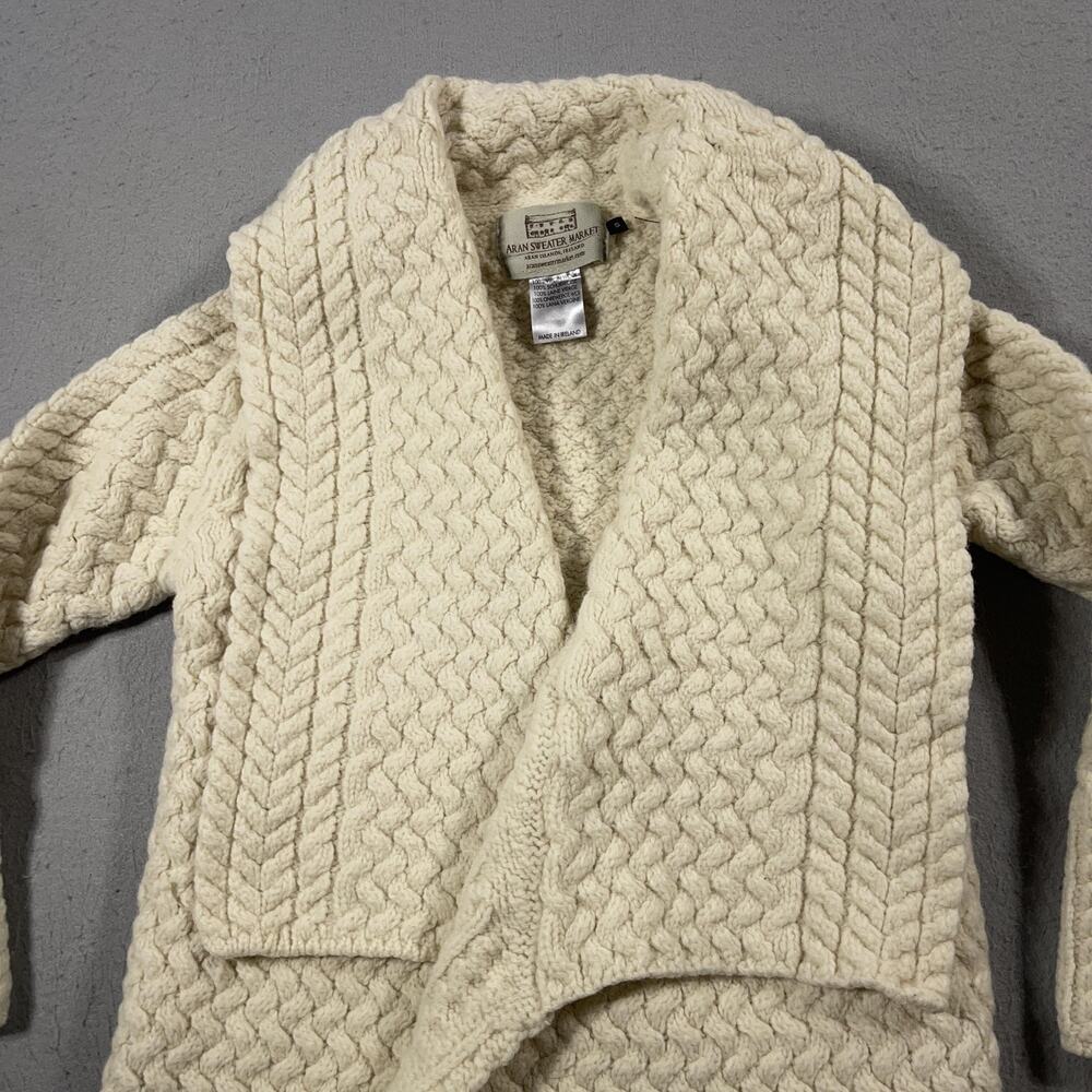 Aran Sweater Market Cardigan Womens Small Knit Wool Ireland Warm Pullover Sweate - Picture 2 of 7